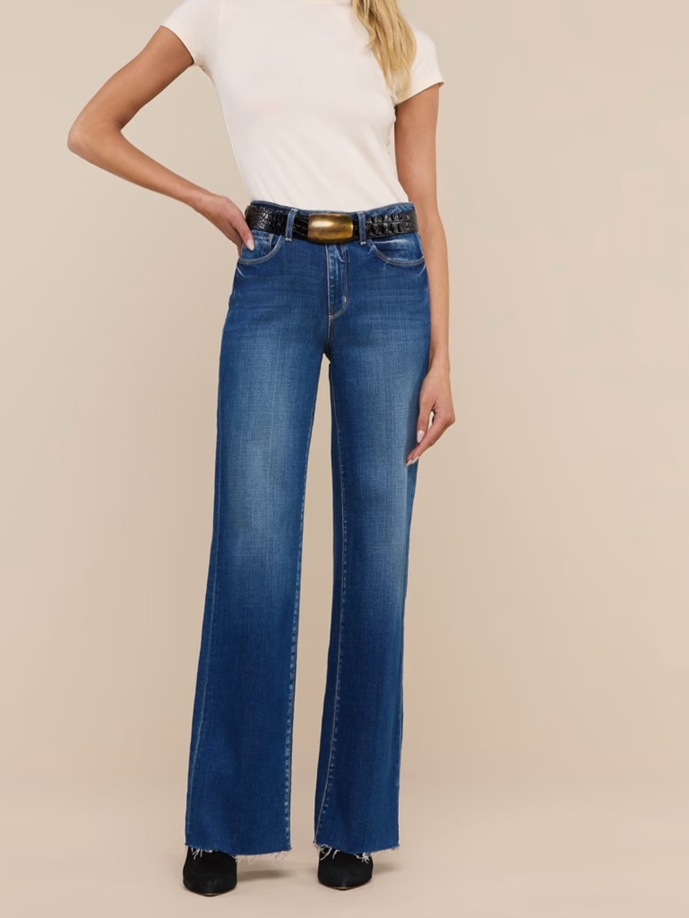 L'AGENCE Wide-Leg High-Rise Jeans in Blue
